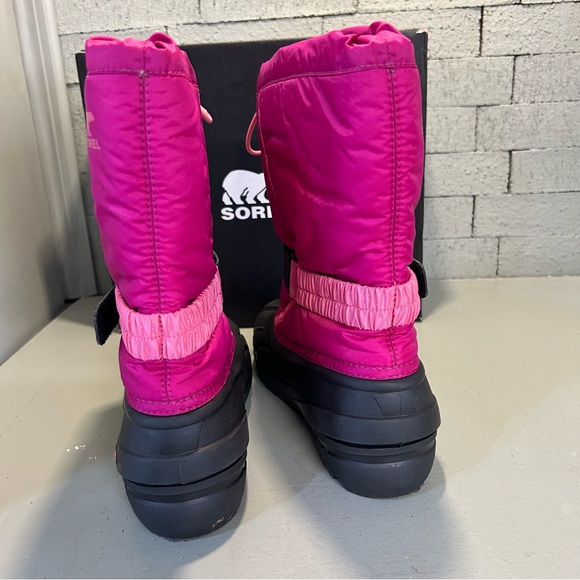 Sorel Flurry Pink & Black Weather Resistant Snow Boot Big Kid Size 5 - Picture 5 of 6
